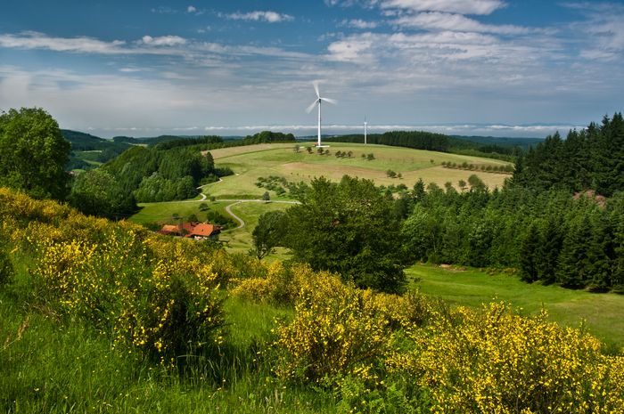 Ein Windrad in einer Landschaft